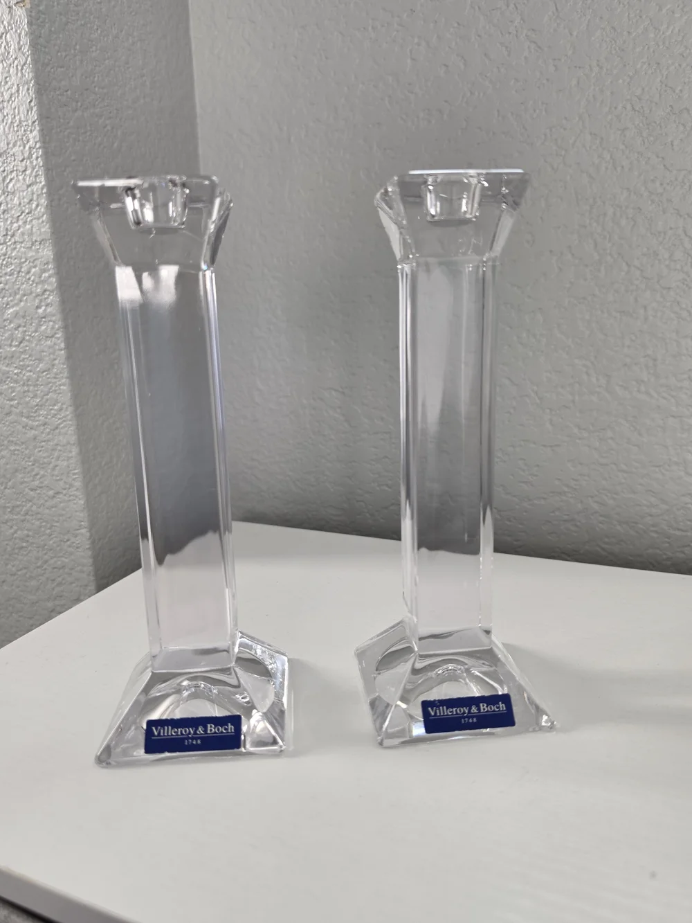 Villeroy & Boch Clear Glass Candlestick Pair - Clear
